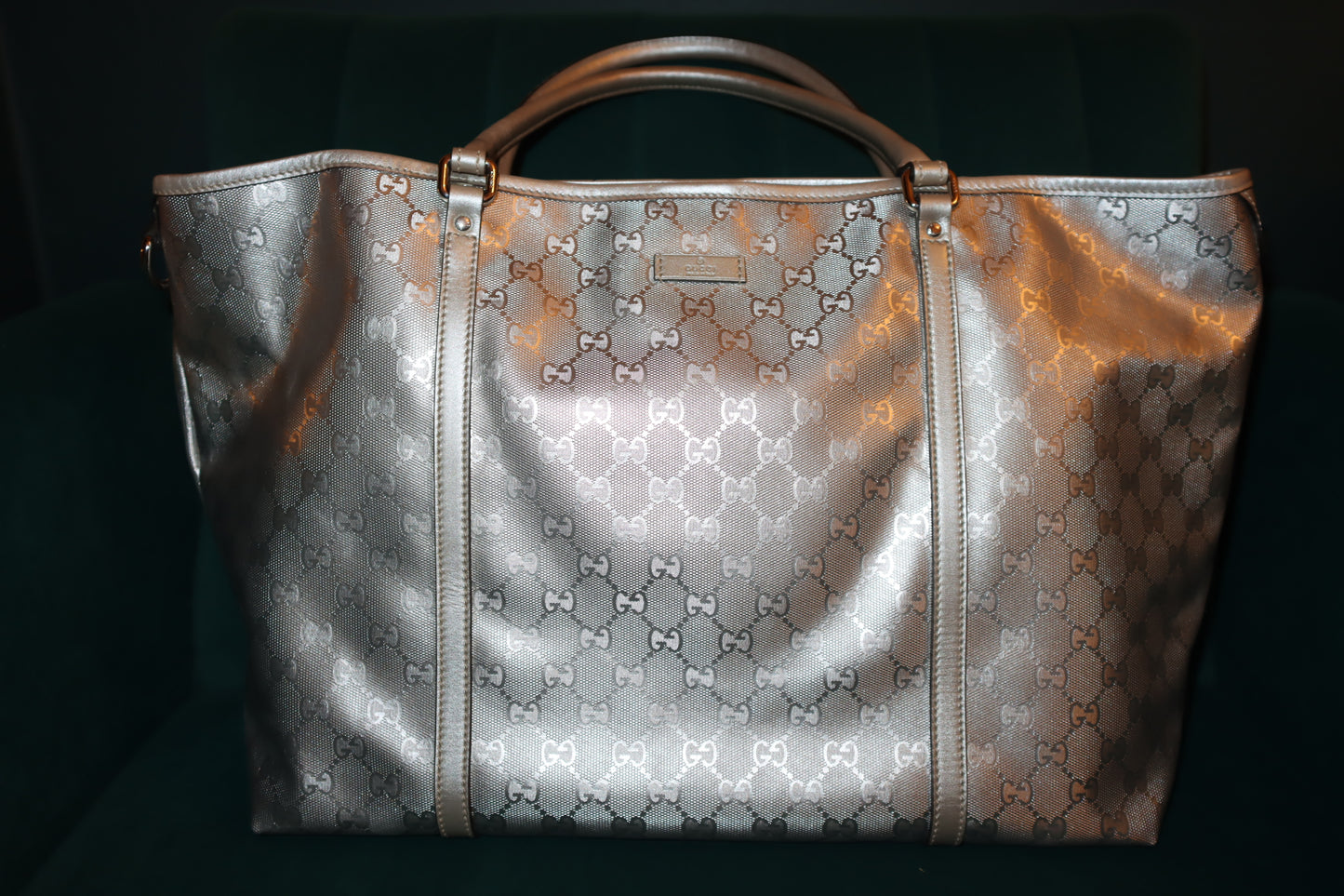 Gucci Silver GG Supreme Travel Tote Pre-Owned