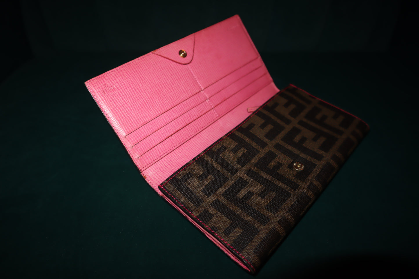 Pre-Loved FENDI Pink Zucca Long Wallet