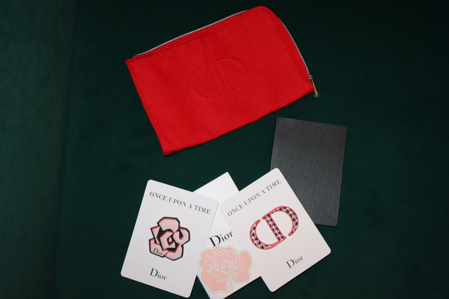 New Dior Travel Pouch RED with 3D stickers +notebook