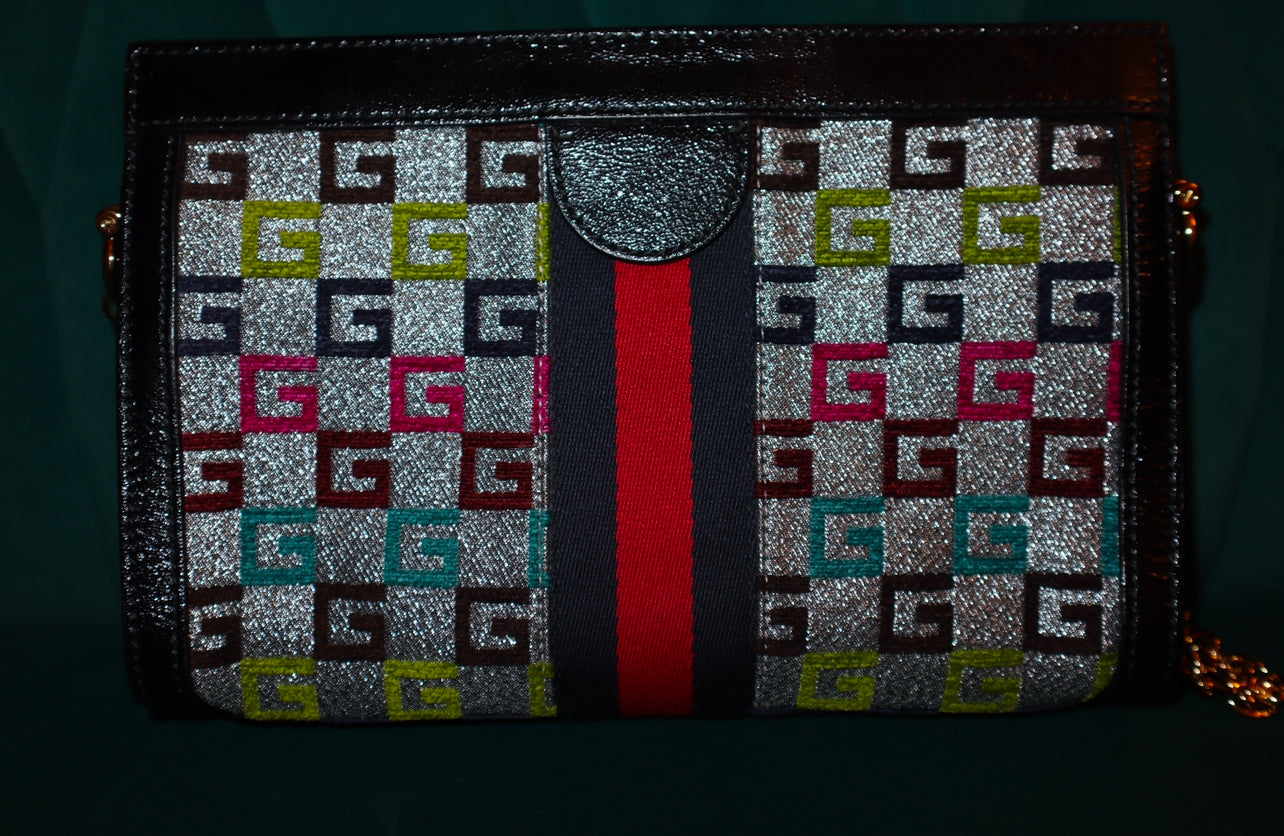 Gucci Ophidia Multicolor GG Monogram Shoulder Bag – Iconic Elegance Meets Bold Style Pre-Owned