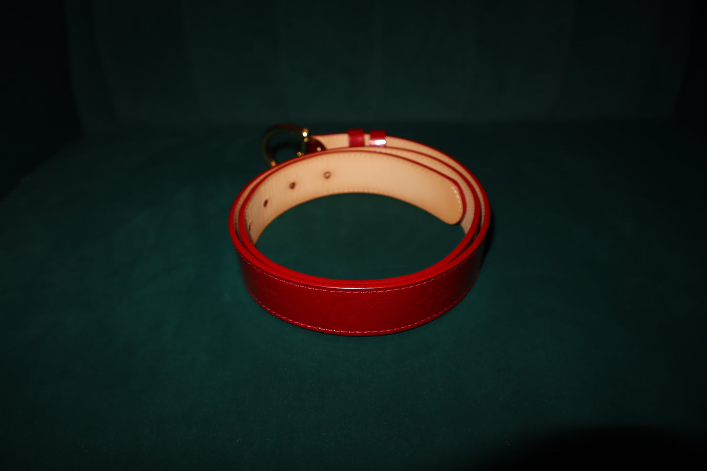 Pre- Loved Louis Vuitton Red Vernis Belt 32/80