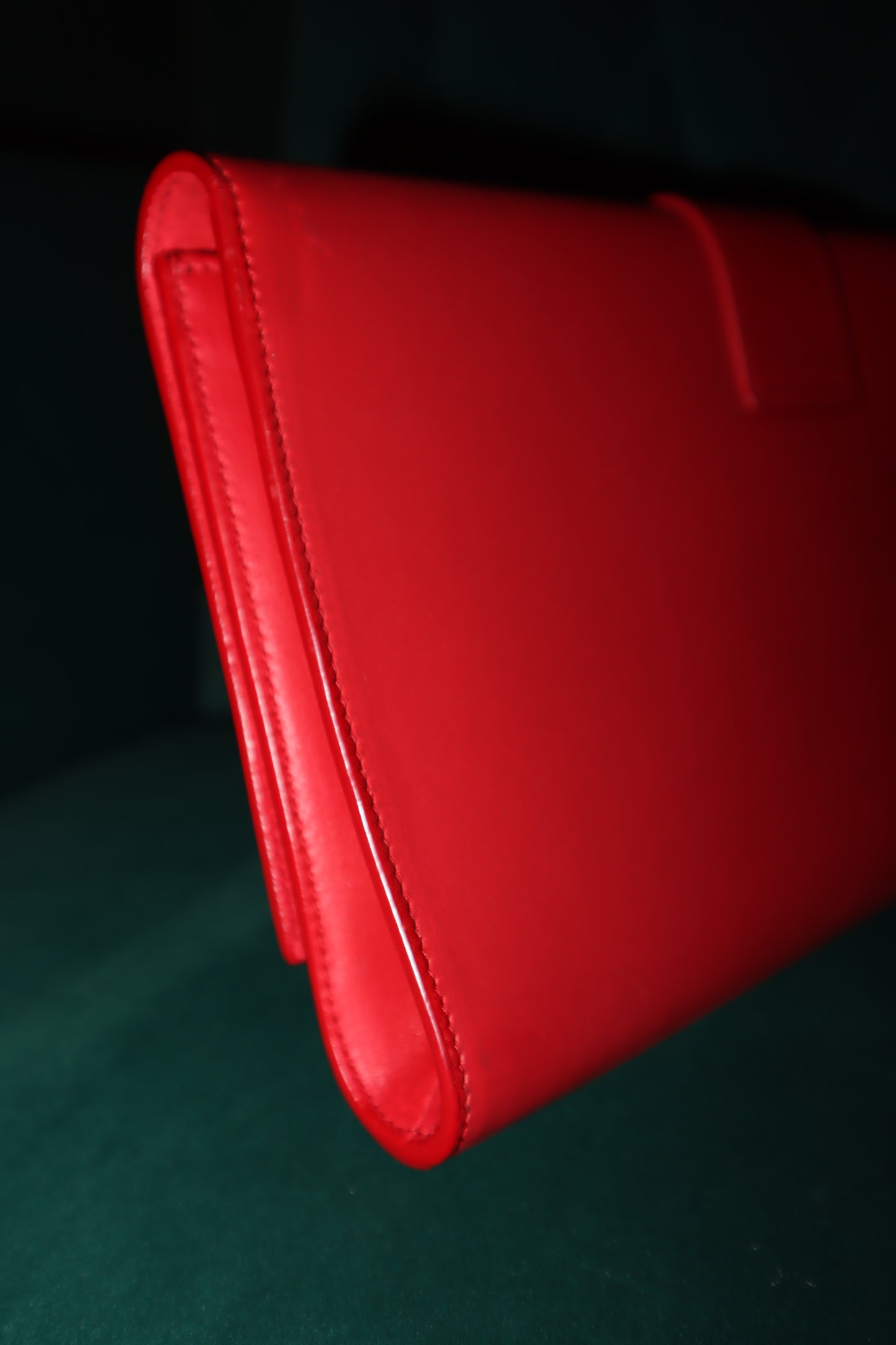 Saint Laurent Red Textured Calfskin Classic Y Ligne Clutch Pre-Owned