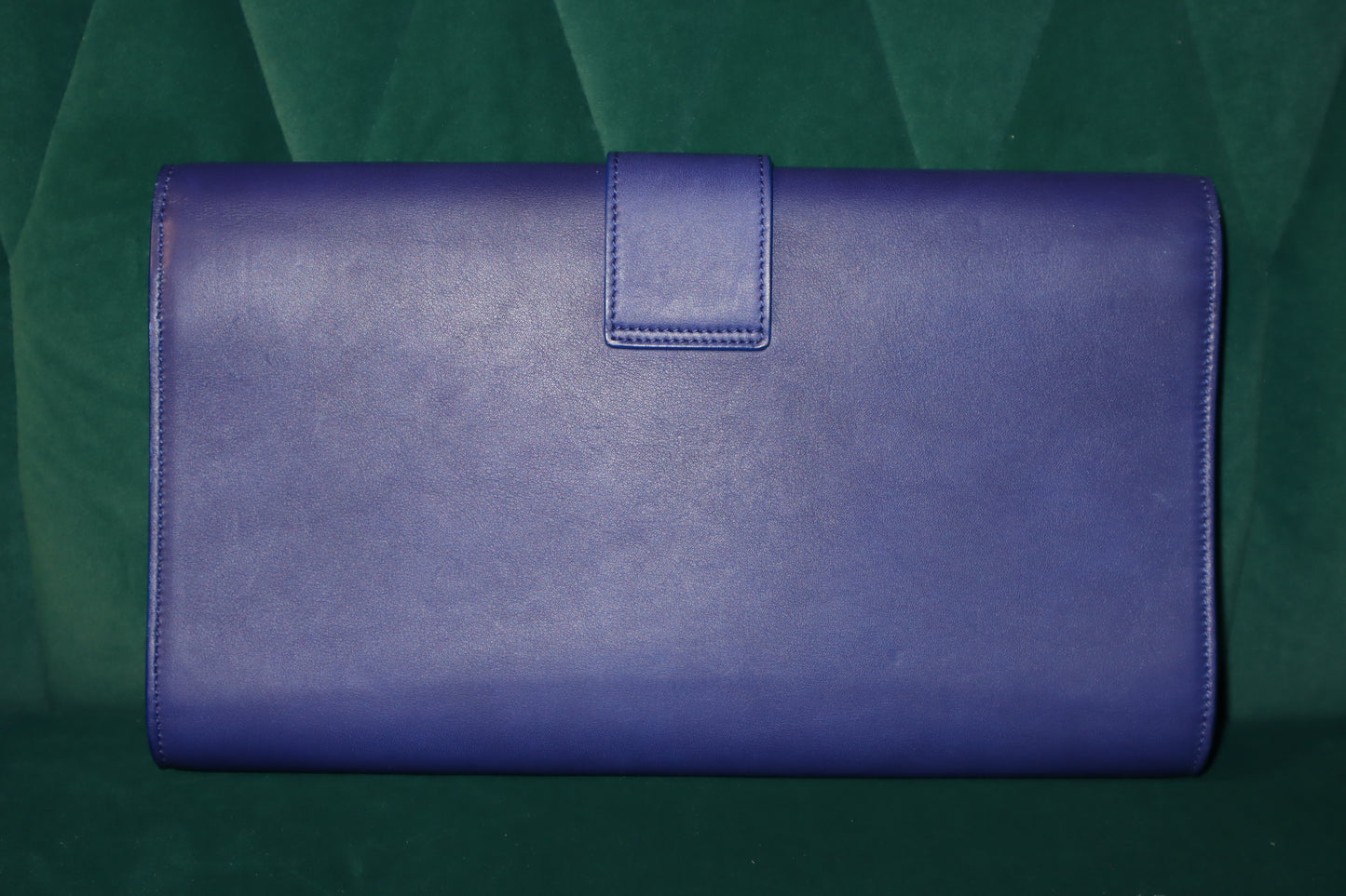 Saint Laurent Paris Large Chyc Clutch in Blue Leather Pre-Owned