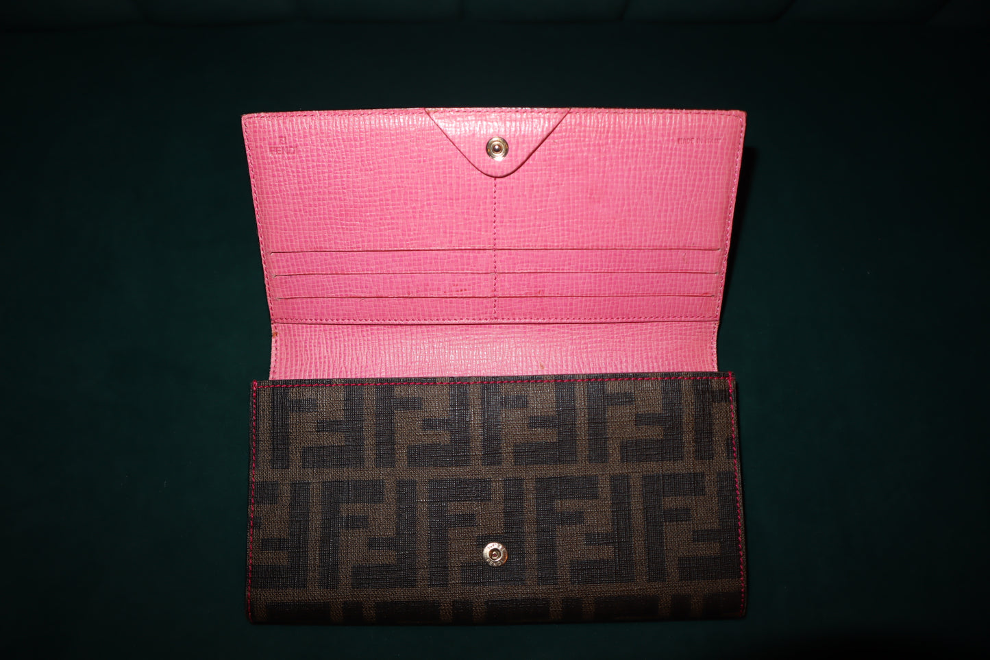 Pre-Loved FENDI Pink Zucca Long Wallet