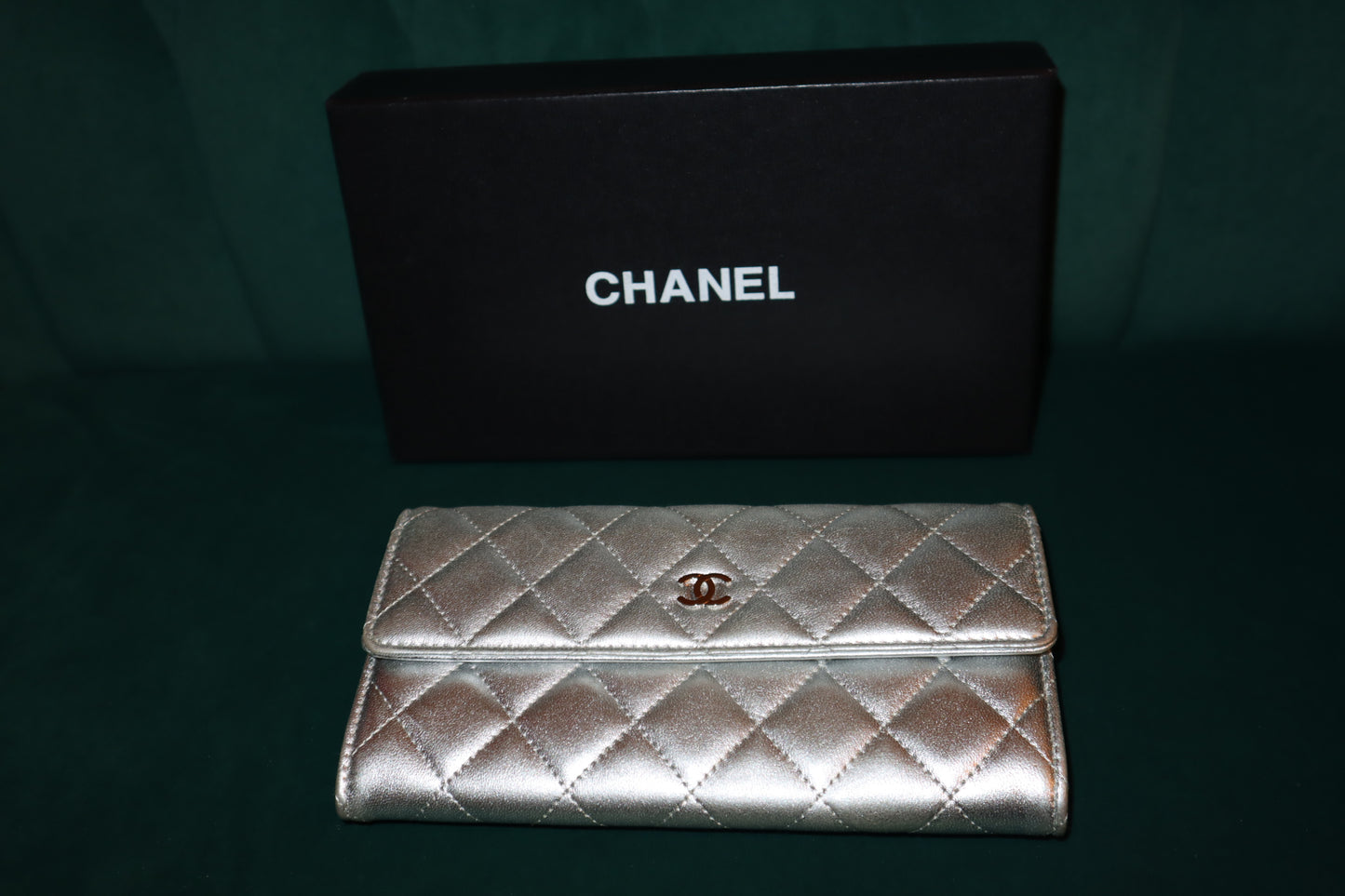 Pre-Owned Chanel CC Silver on Silver  Wallet