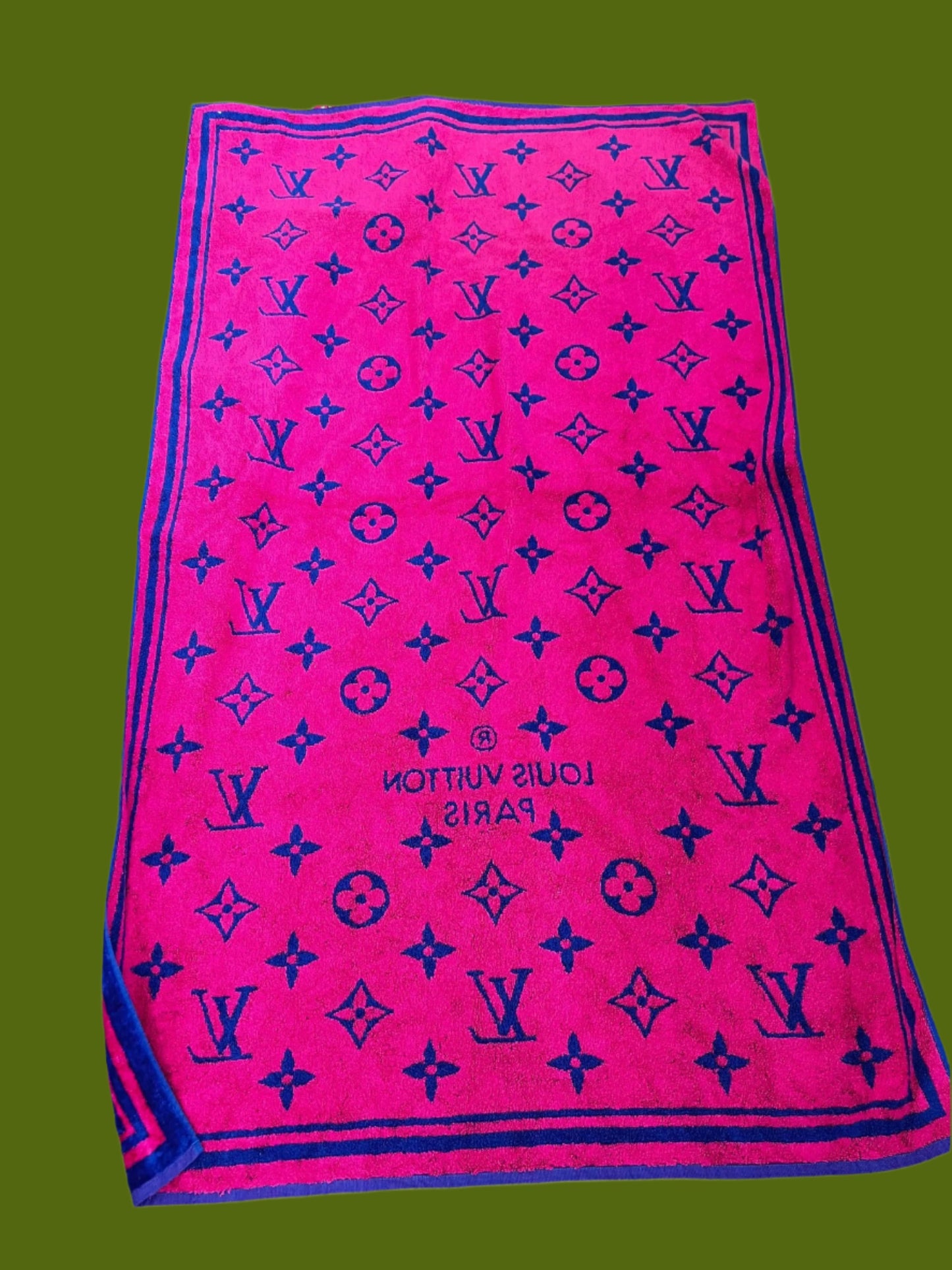 Pre- Loved Louis Vuitton Cotton Monogram Beach Towel Blue Pink