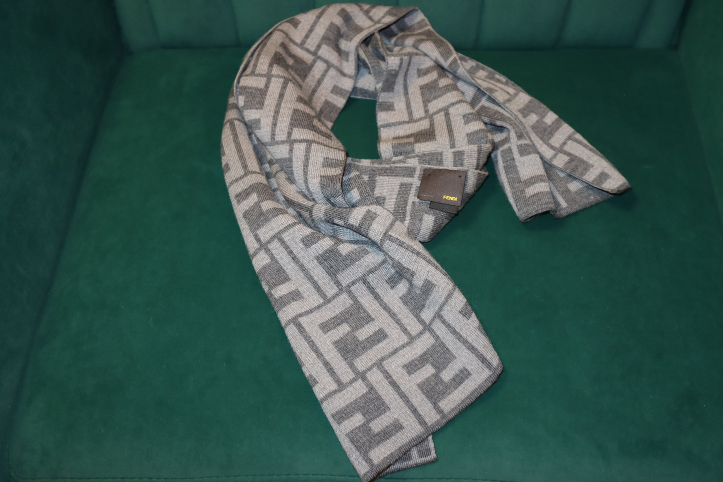 Fendi Wool Scarf Gray Pre-Owned