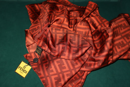 NEW FENDI Zucca Print Silk Scarf