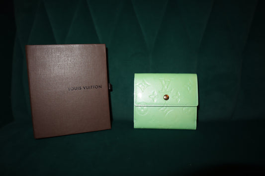 Louis Vuitton Vernis Compact Wallet - Mint Green | Pre-owned Designer Wallet