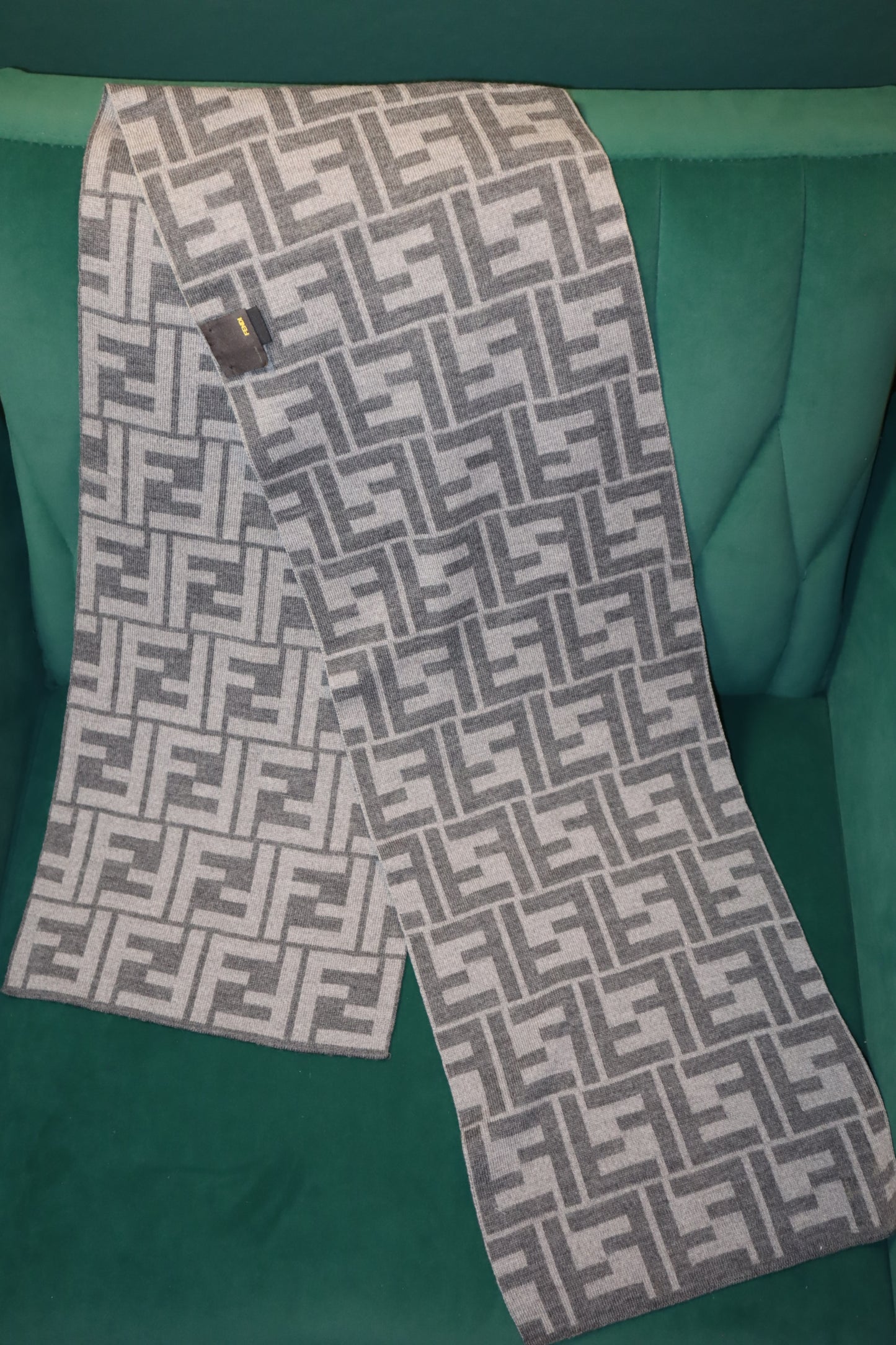 Fendi Wool Scarf Gray Pre-Owned