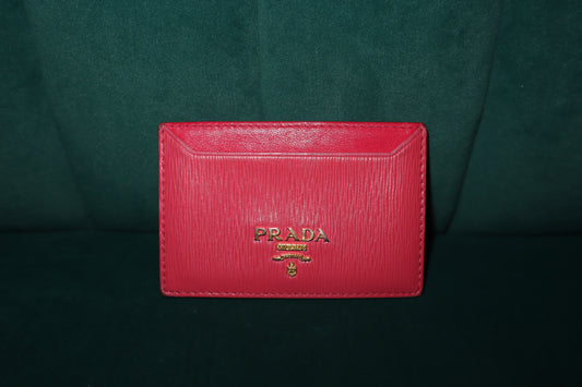 Pre-Owned Prada Fuchsia Vitello Move Leather Card Holder