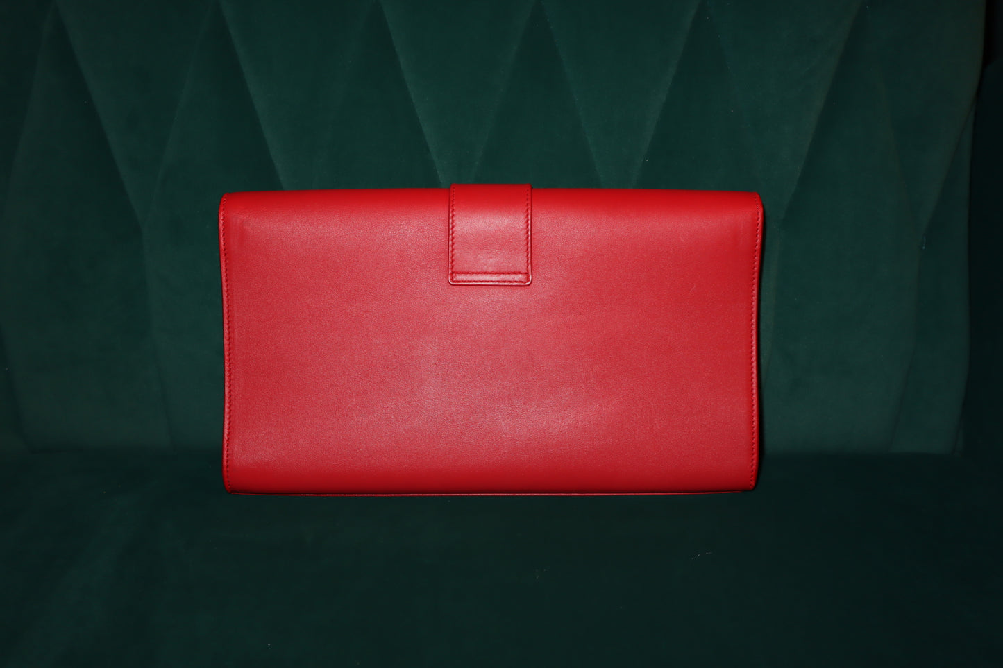 Saint Laurent Red Textured Calfskin Classic Y Ligne Clutch Pre-Owned