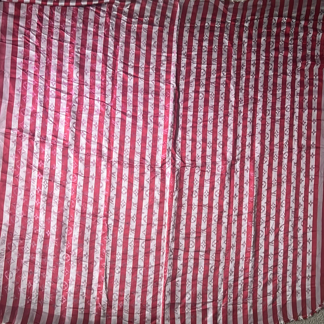 Louis Vuitton Red White Stripe Silk Blend Scarf