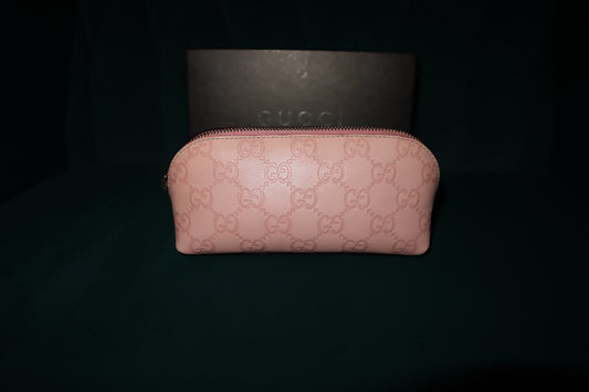 Gucci Pink GG Embossed Leather Cosmetic Case Pre-Owned