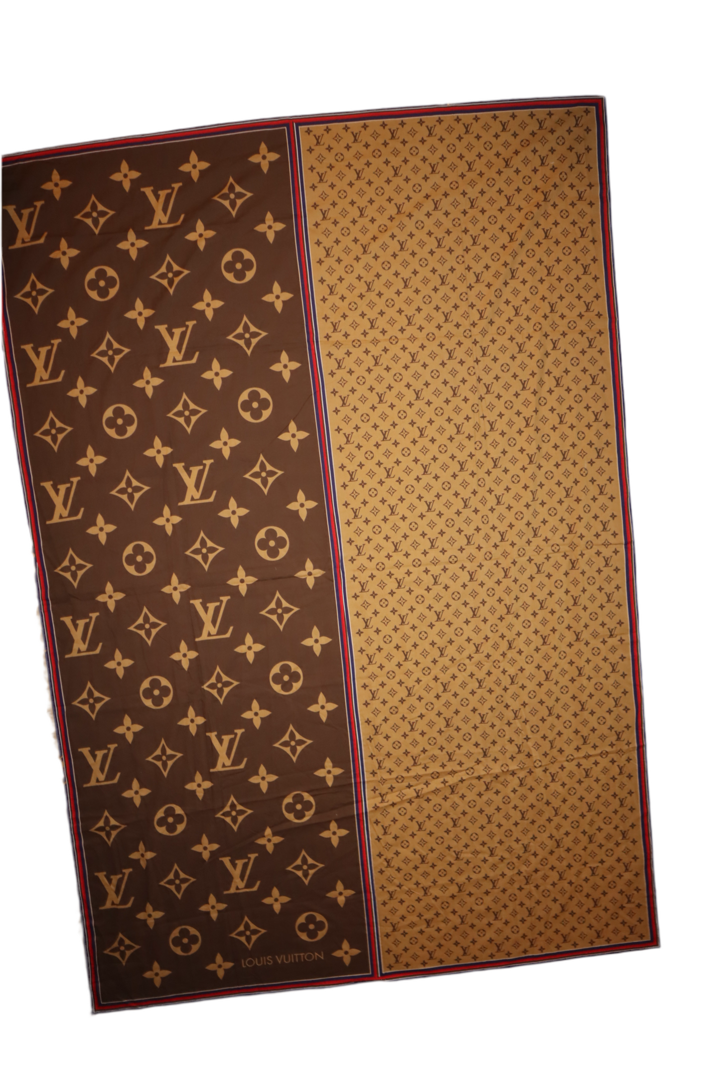 Pre-owned Louis Vuitton Brown on Beige Large Shawl Scarf