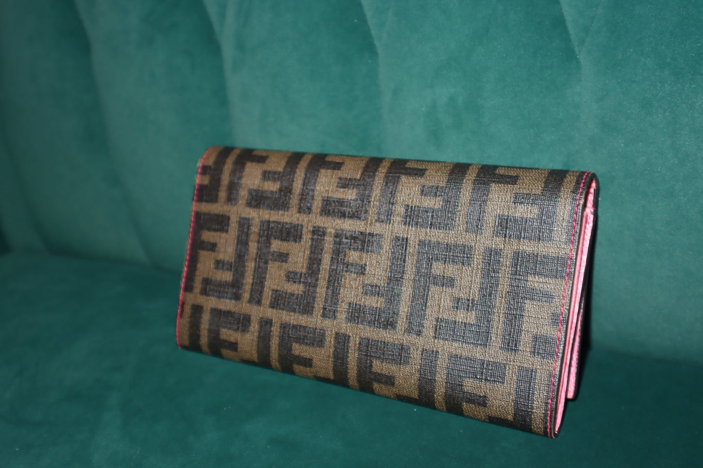 Pre-Loved FENDI Pink Zucca Long Wallet