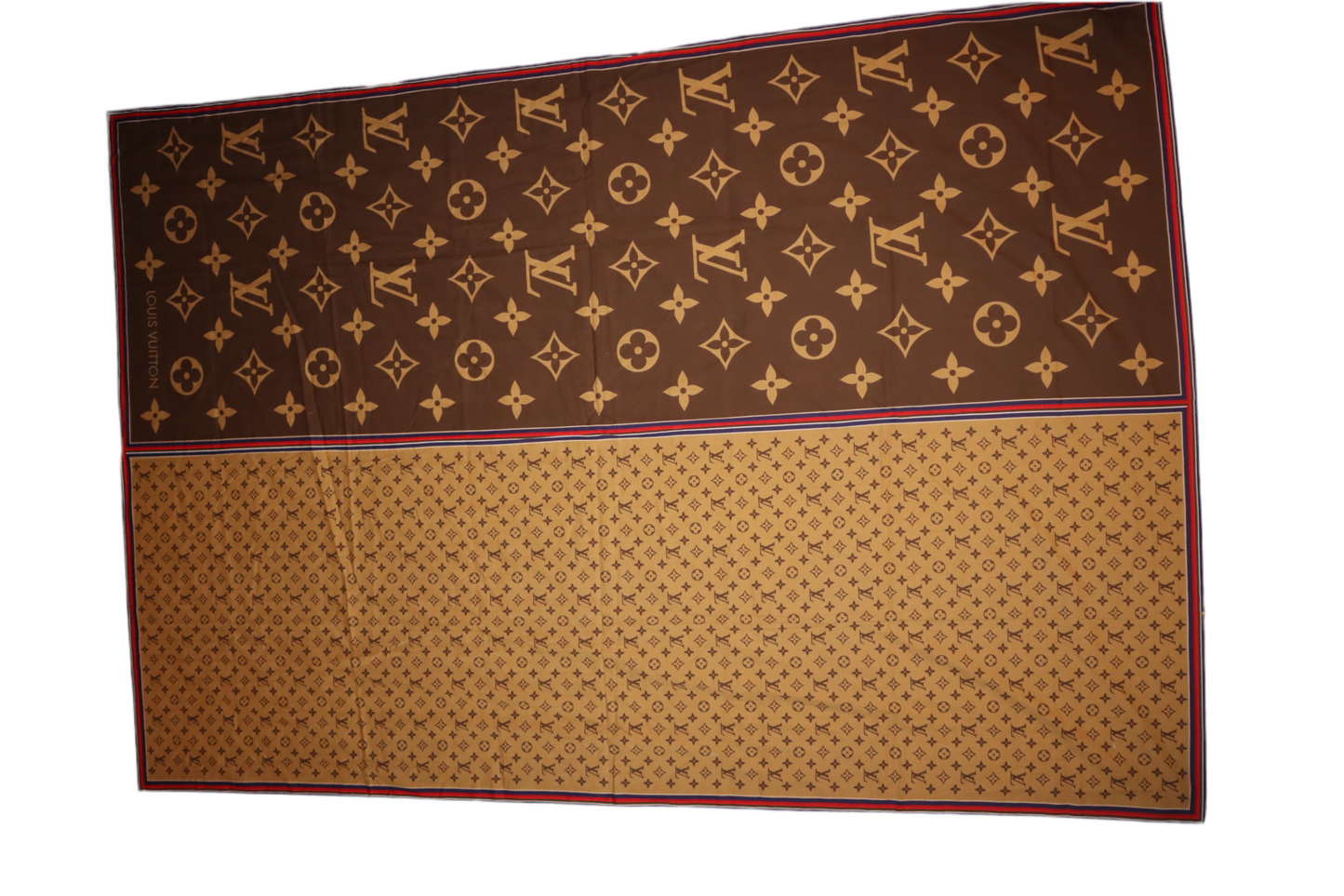 Pre-owned Louis Vuitton Brown on Beige Large Shawl Scarf