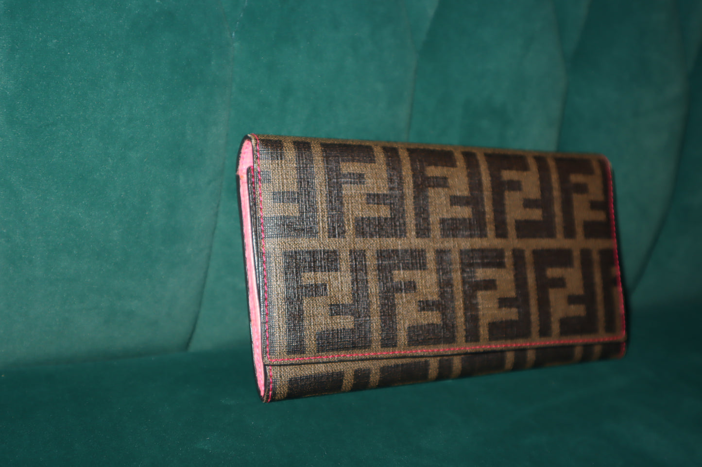 Pre-Loved FENDI Pink Zucca Long Wallet