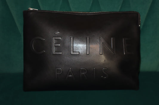 Pre-Owner Celine Leather Pouch Document Cluth