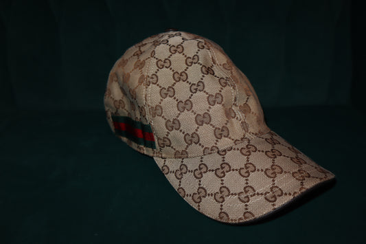 Pre-Loved Gucci Cap Hat Baseball Cap GG Canvas Brown