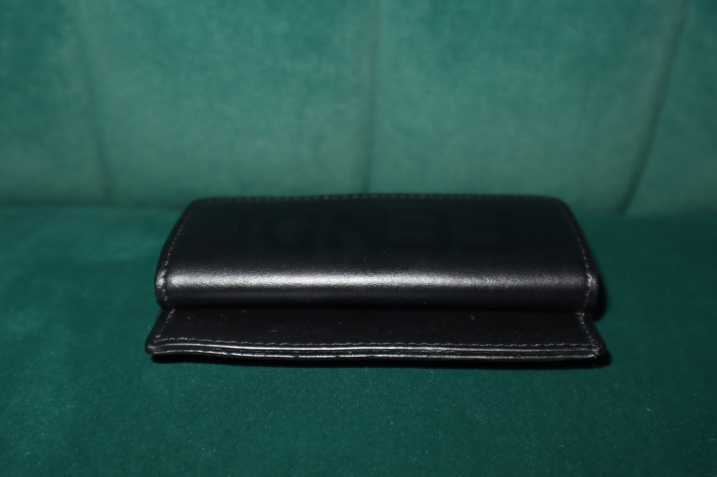 Fendi Embossed Logo Leather Card Case in Black