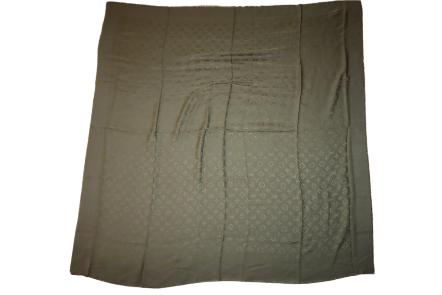 Pre-Owned Louis Vuitton Olive Green Silk Scarf