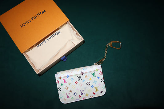 Pre-Owned LOUIS VUITTON Monogram Multicolor Pochette Cles White