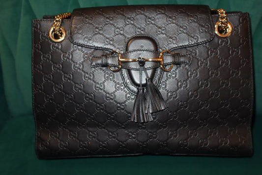 Guccissima Medium Emily Shoulder Bag in Black Pre-Owned