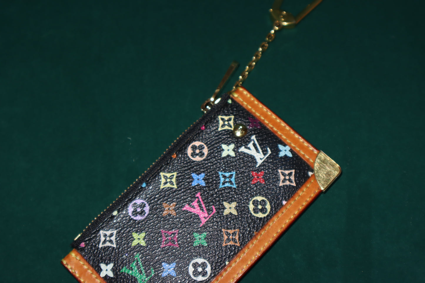 Pre-Owned Louis Vuitton Monogram Multicolor Key Pouch Black