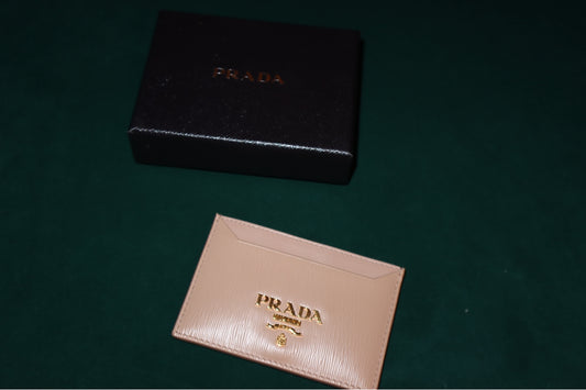 Prada Beige Cream Saffiano Leather Card Holder