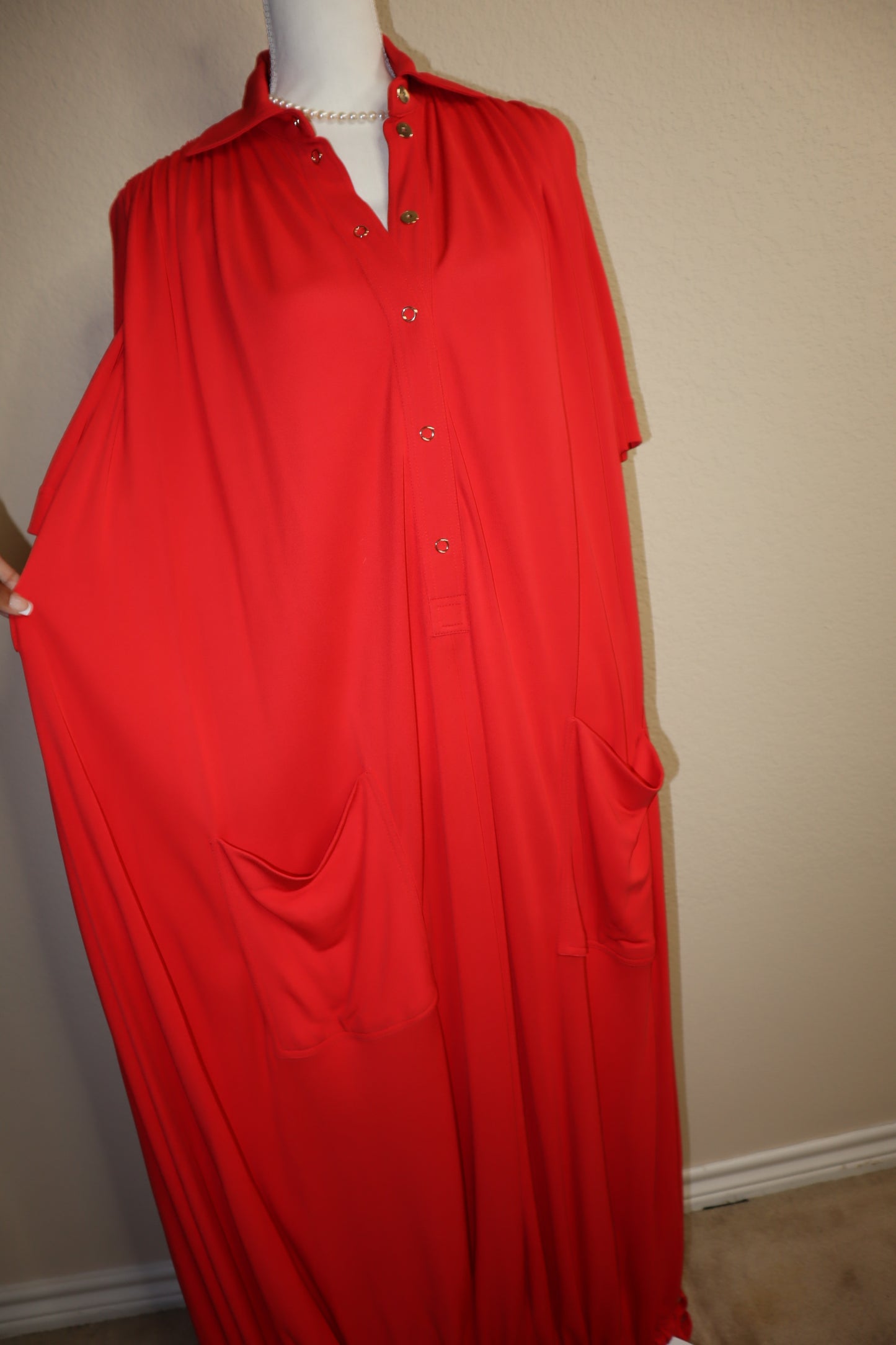 Pre-Owned Red Burberry Long Dress