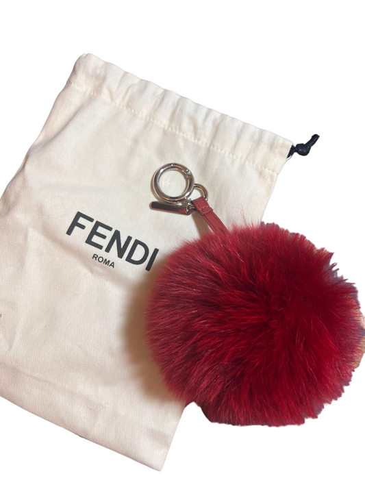 Fendi Bag Charm for Woman Key Holder Fox Fur X Leather