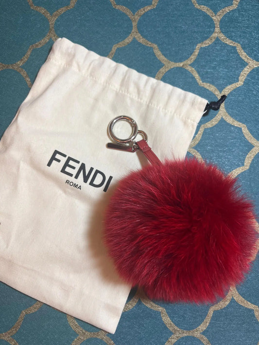 Pre-Owned Fendi Bag Charm for Woman Key Holder Fox Fur X Leather ASM Luxuries