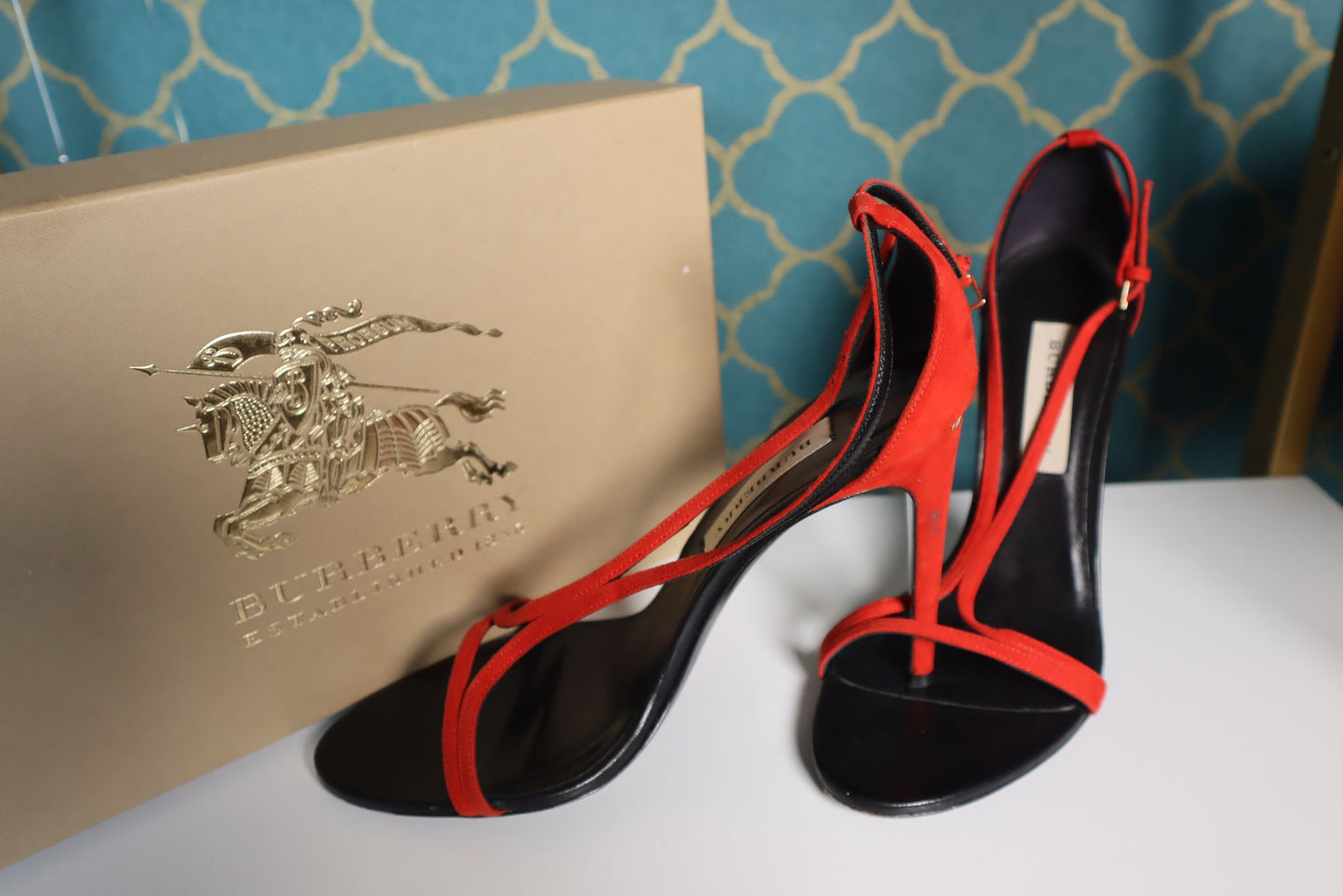 Burberry Black/Red Leather Heels