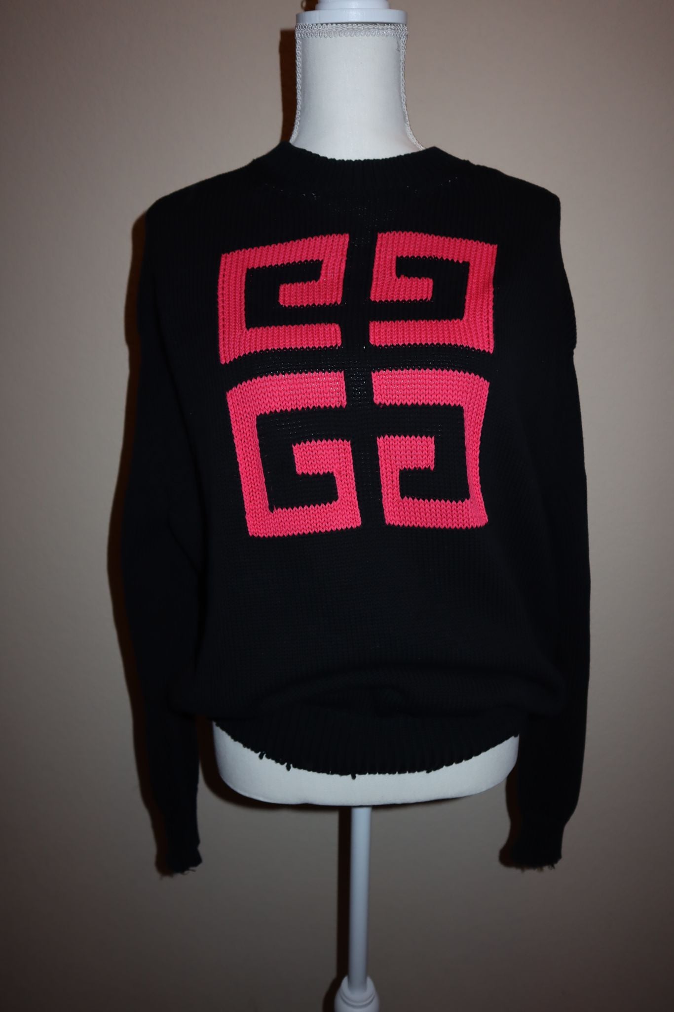 Givenchy Pink and Black Logo Knitted Sweater
