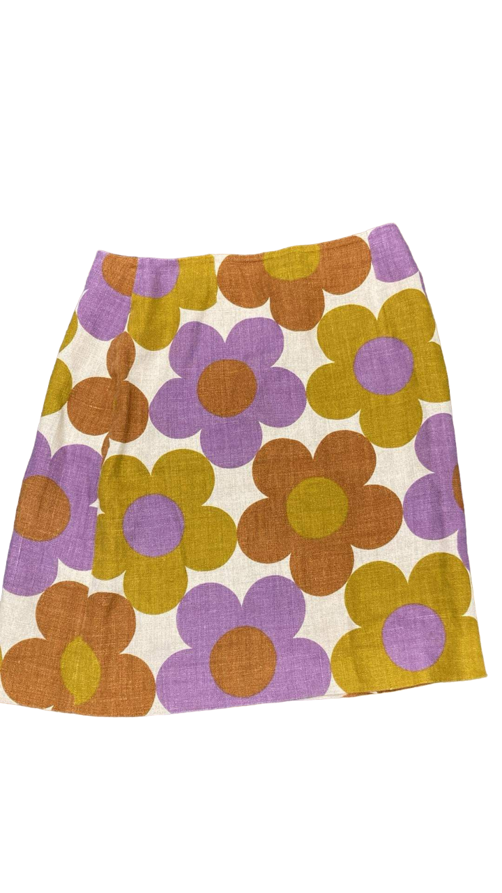 Celine S/S 2002 Flower Print Linen Skirt