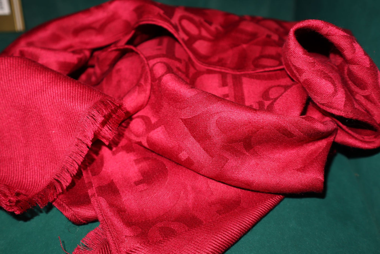 Dior Silk Monogram Scarf Red
