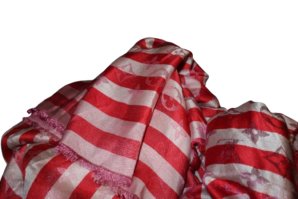 Louis Vuitton Red White Stripe Silk Blend Scarf