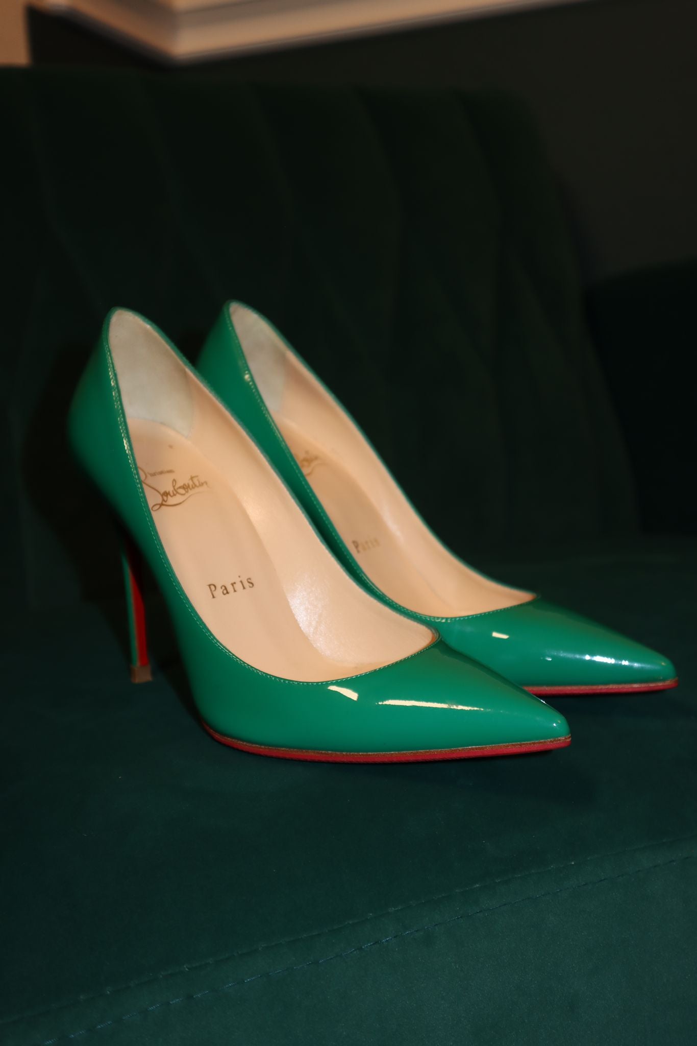 Christian Louboutin Green Patent Leather Kate Pumps 35.5
