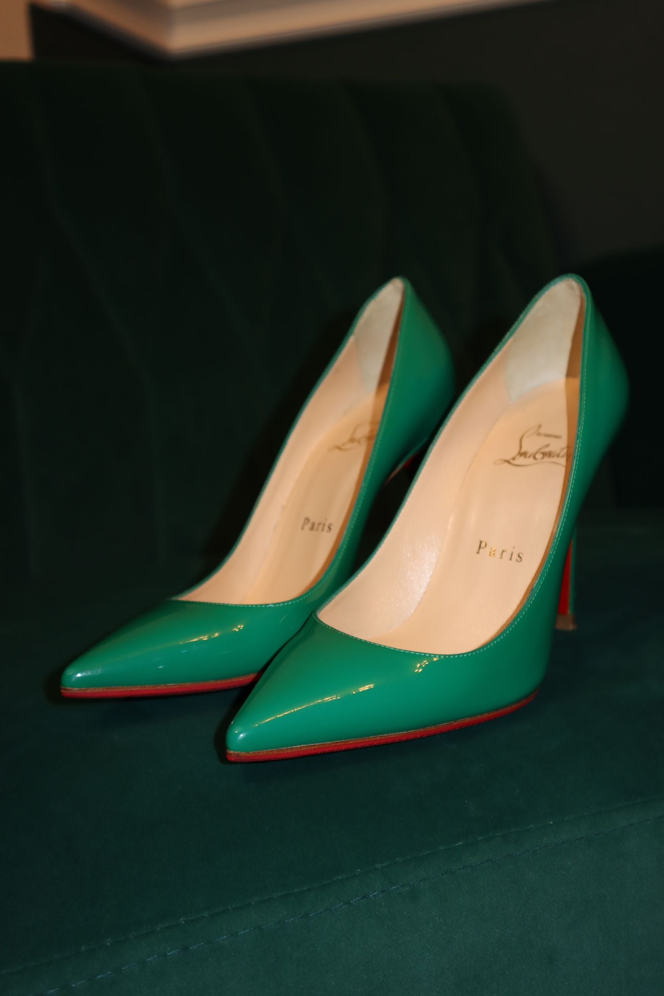 Christian Louboutin Green Patent Leather Kate Pumps 35.5