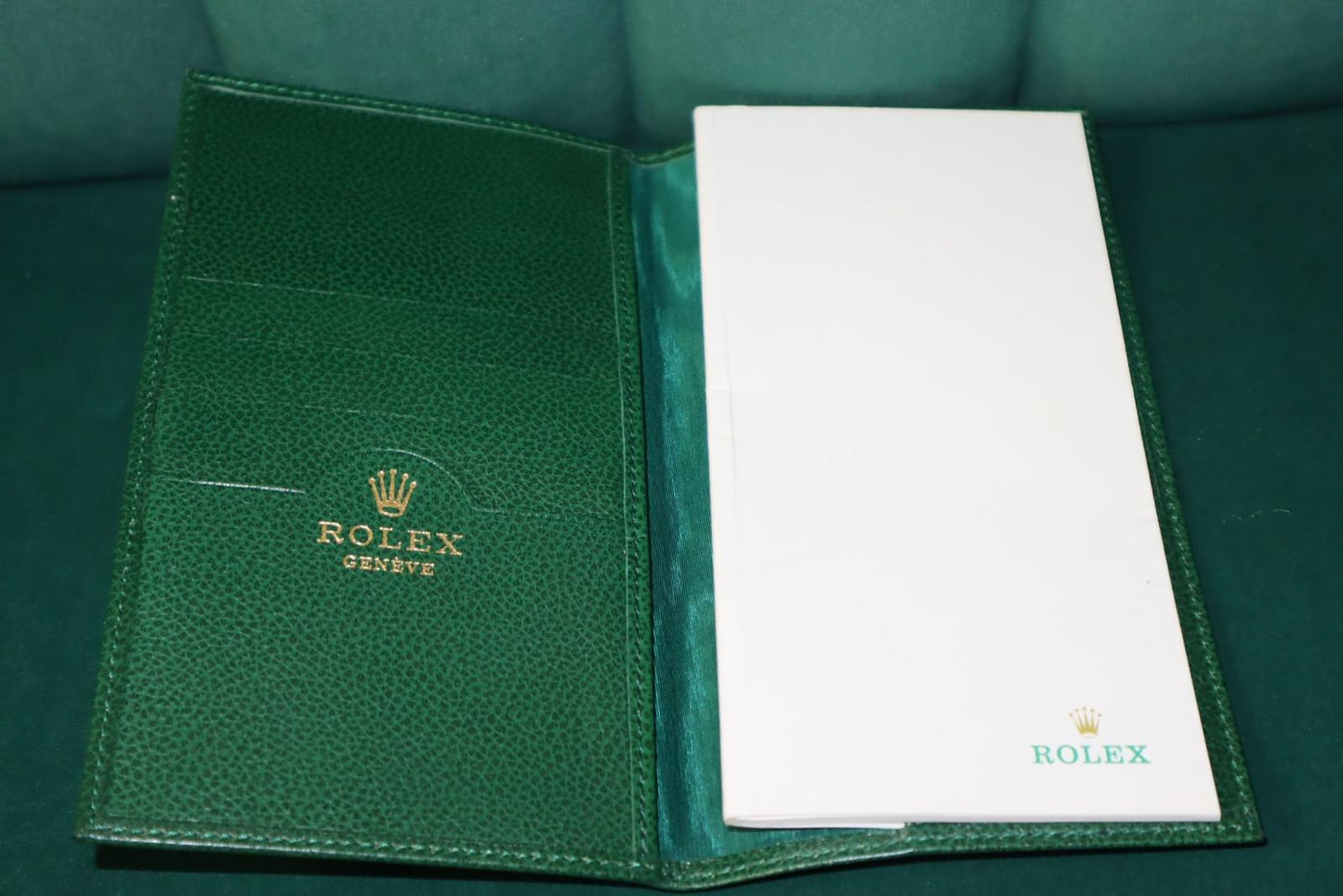 Pre-Owned Rolex Original Green Leather Block Notebook Novelty Item