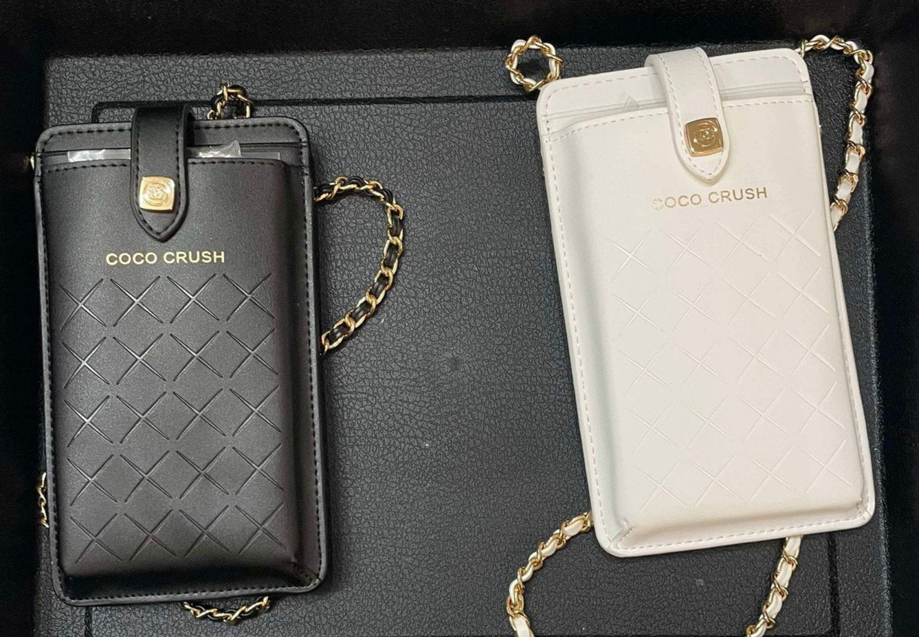 Pre-Loved Chanel Coco Crush Promotional Phone Holder Wallet on Chain with Box