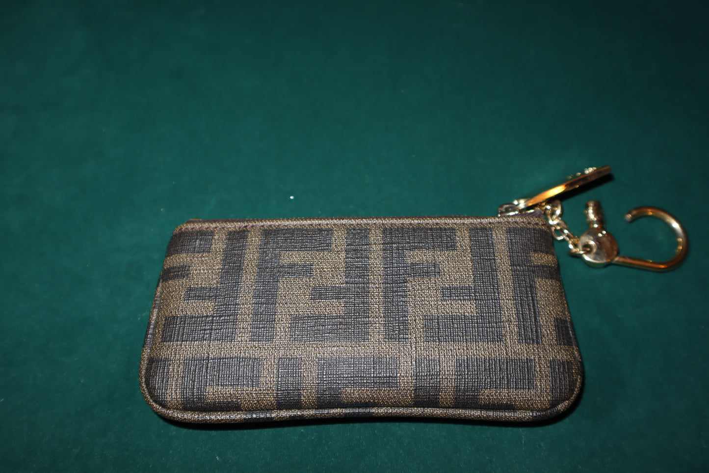 Pre-Loved Fendi  Zucca Rose Ladybug Key Chain Wallet Tabacco