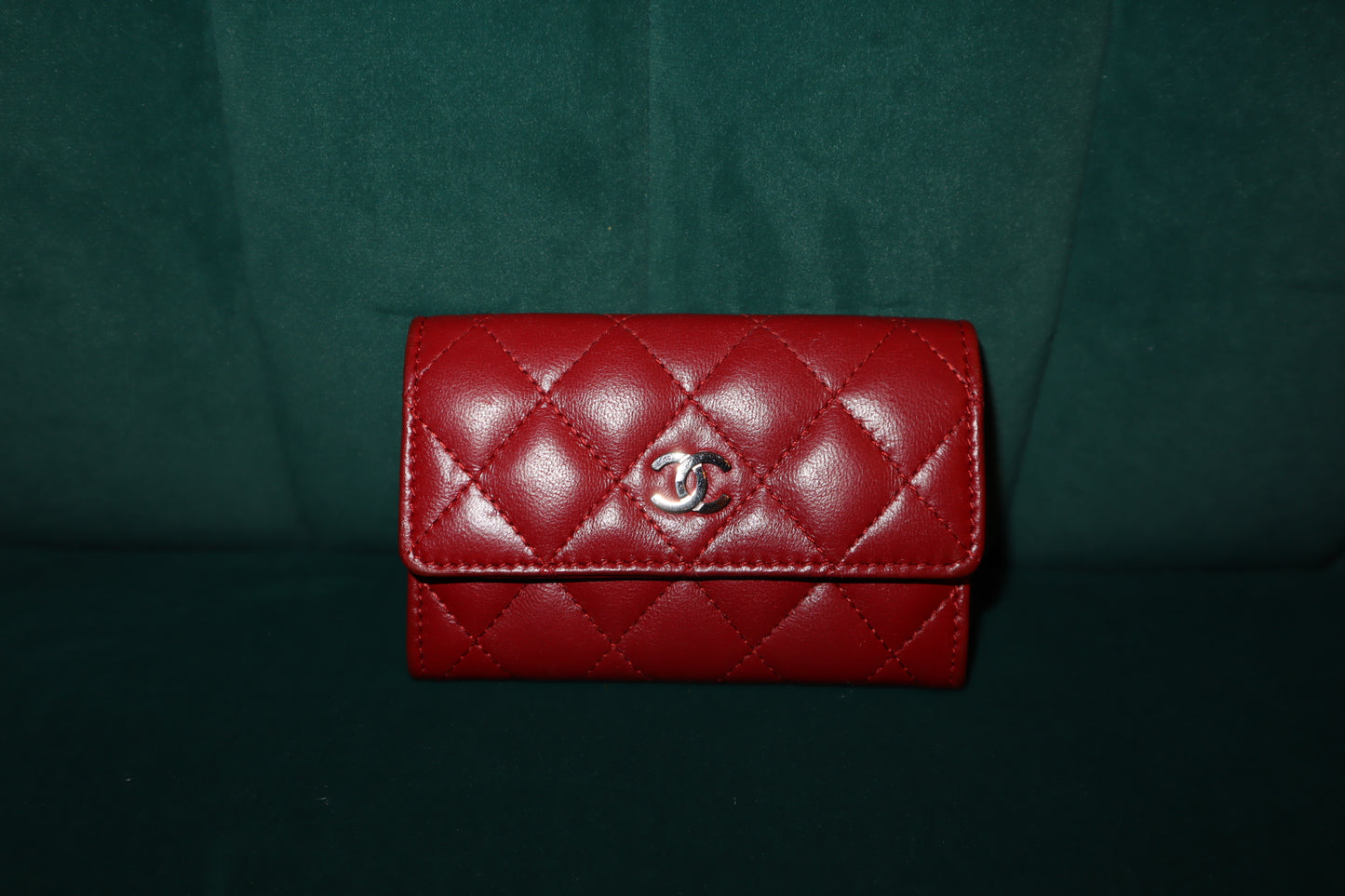 Chanel Lambskin Quilted Flap Card Holder Red Pre-Owned