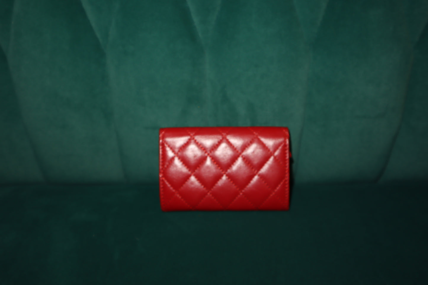 Chanel Lambskin Quilted Flap Card Holder Red Pre-Owned