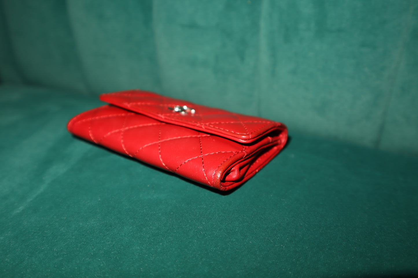 Chanel Lambskin Quilted Flap Card Holder Red Pre-Owned