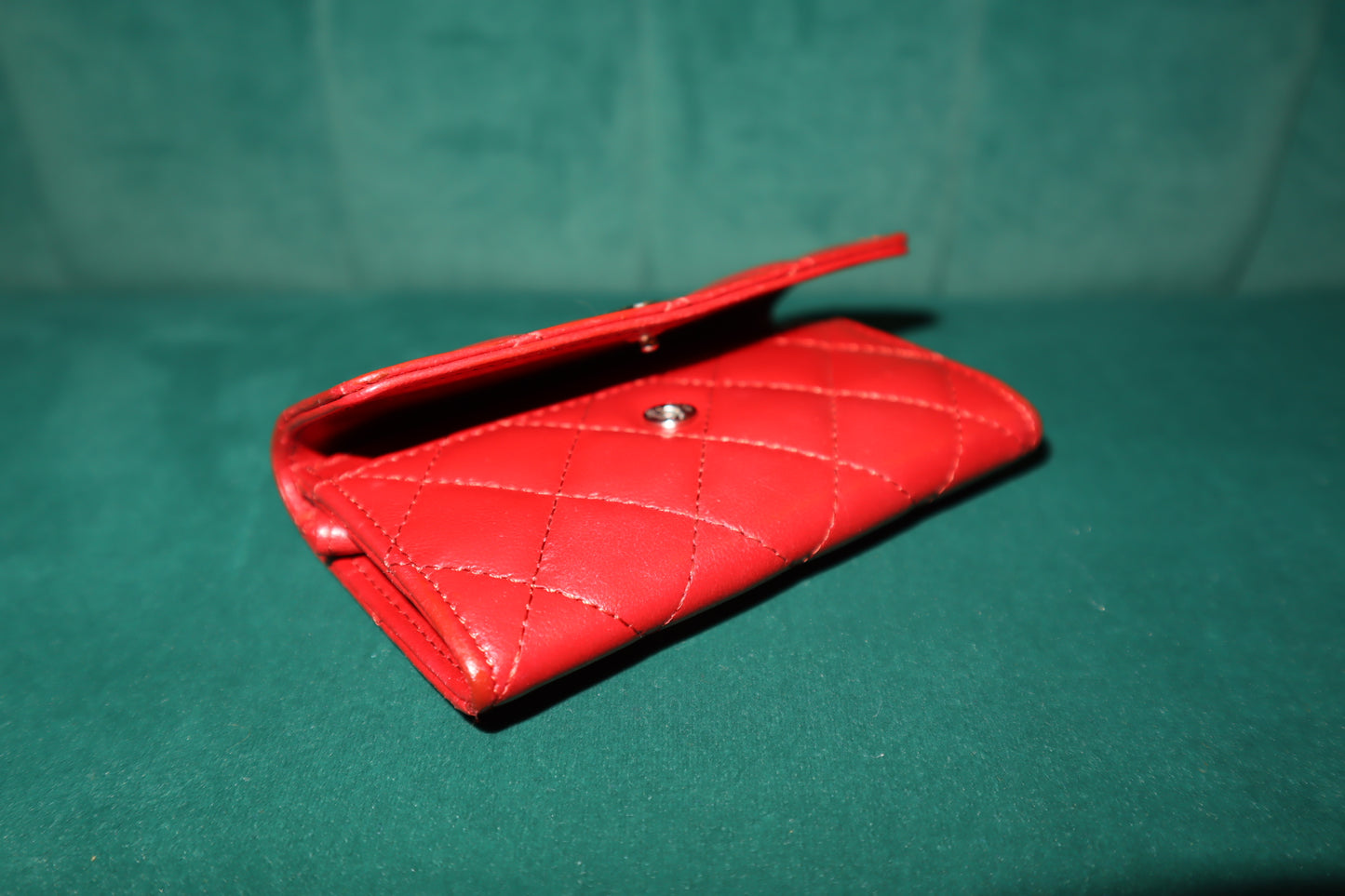 Chanel Lambskin Quilted Flap Card Holder Red Pre-Owned