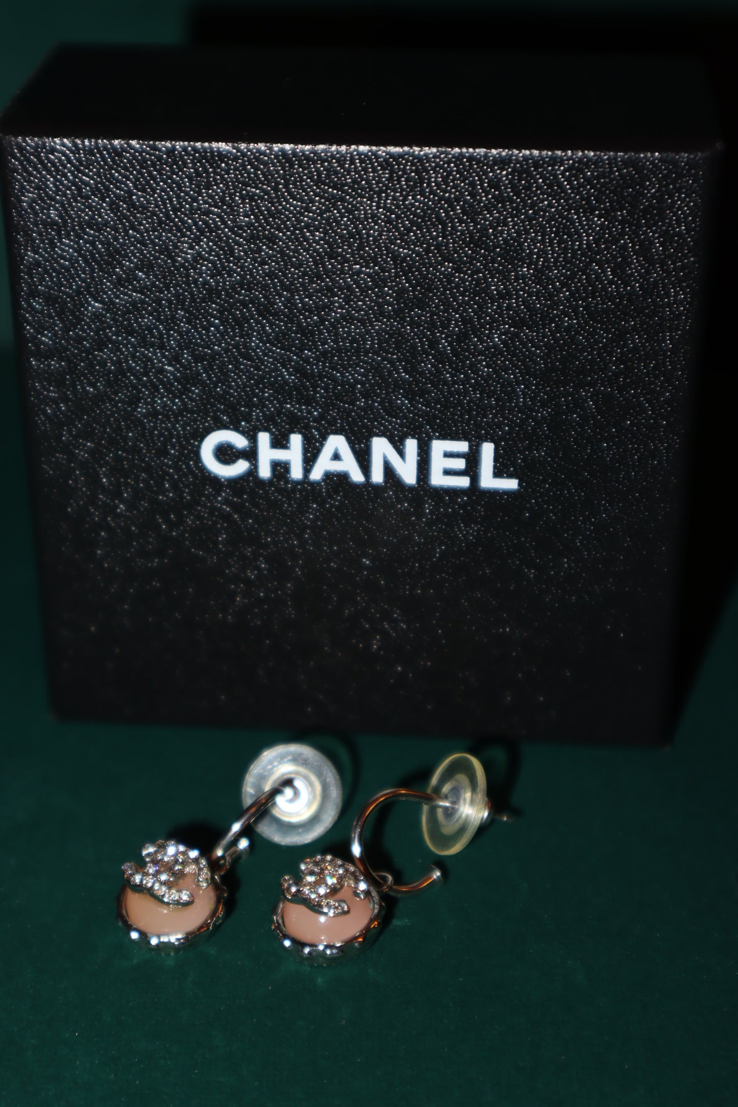 CHANEL Earrings Coco Mark Circle Rhinestone Colored Stone Metal Pre-Owned