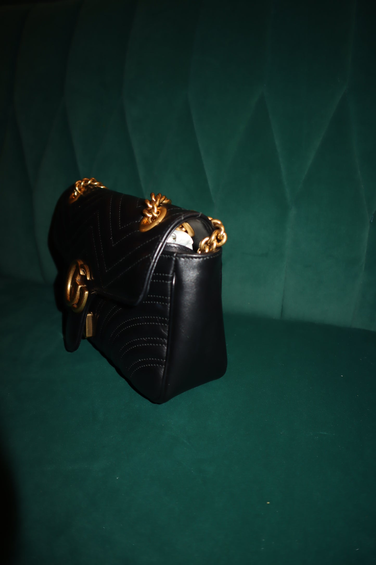 Gucci Marmont Bag Black Gold Pre-Owned