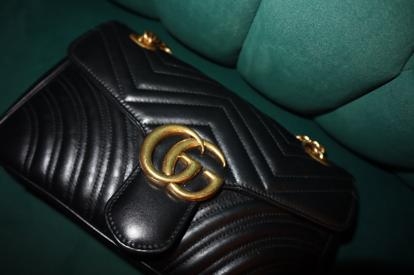 Gucci Marmont Bag Black Gold Pre-Owned